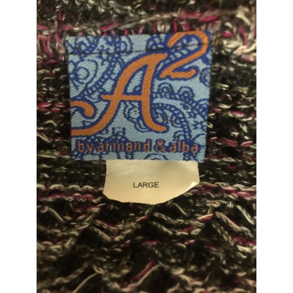 A2 Armand & Alba Cropped Sweater Loose Open Weave Tie Front USA Purple Gray - Picture 7 of 8